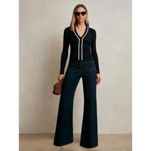 REISS Lauri Craft-Stitch Rib-Knit Top